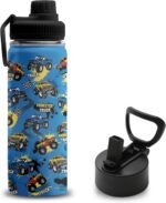 Truck Gifts for Boys, 18 oz Stainless Steel Water Bottles with 2 Lids, Insulated Water Bottle with Straw, Truck Cups for Travel Sports Outdoor, Birthday Christmas Gifts for Boys Truck Lovers - Image 2