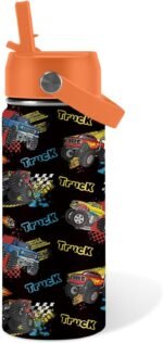 Truck Gifts for Kids - 16 Oz Kids Water Bottle with Straw Lid, Stainless Steel Insulated Tumbler, Leak Proof, BPA-Free, for Girls, School, Travel - Truck Lovers Children Birthday Gifts Cups(1pc) - Image 2