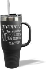 Tumbler Cups with Straw Grammy The Name Spoiling The Game B Family & Friends Mom Coffee Tumbler with Lid Personalized Insulated Travel Mugs Engraved Stainless-Steel 40 Oz Black Design Only - Image 2