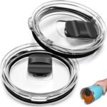 Tumbler Lid for Yeti 20 oz Tumbler, 10/24 oz Mug and 10 oz Lowball, 2 Pack Travel Spill Proof Cup Lids Covers with Magnetic Slider Switch - Image 2