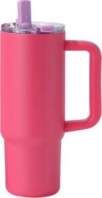Tumbler with Handle 30oz,Insulated water bottle,Vacuum Stainless Steel coffee cup with lids & Straw - 3 Ways to Drink coffee tumbler, Leak-Proof, Keeps Cold & Hot travel mug (Violet Pink) - Image 2