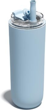 UIRZOTN 16 oz Insulated Coffee Tumblers, Travel Coffee Tumblers with Straw, Double-Wall Stainless Steel Tumbler, Leak Proof Tumbler, Reusable Cups with Lids for lced and Hot Drinks (Blue) - Image 2