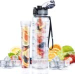 UTEBIT 32 OZ Fruit Infuser Water Bottle, Insulated Sports Water Bottle With Straw, 1L BPA Free Leak Proof Tritan Large Water Jug with Strap for Gym, Camping, Travel, Outdoor - Image 2