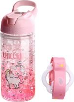 Unicorn Water Bottles for Girls, Cute Unicorn Cup with Straw for Kids, Boys, Safety Lock, BPA-Free, Outdoor Pink Water Bottle with Lanyard,13.5oz Bottle for Sport, School, Travel - Image 2