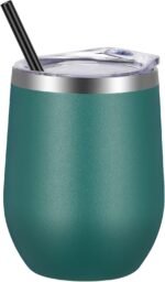 VEGOND 12oz Stainless Steel Wine Tumbler with Lid and Straw, Double Wall Vacuum Insulated Stemless Wine Glass Tumbler Cup, Coffee Mug for Cold Hot Drinks - Image 2
