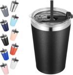 VEGOND 12oz Tumbler Stainless Steel Tumbler bulk Vacuum Insulated Double Wall Travel Tumbler with Lid and Straw Reusable Tumbler, Black 1 Pack - Image 2