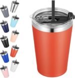 VEGOND 12oz Tumbler Stainless Steel Tumbler bulk Vacuum Insulated Double Wall Travel Tumbler with Lid and Straw Reusable Tumbler, Brick Red 1 Pack - Image 2