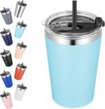 VEGOND 12oz Tumbler Stainless Steel Tumbler bulk Vacuum Insulated Double Wall Travel Tumbler with Lid and Straw Reusable Tumbler, Sky blue 1 Pack - Image 2