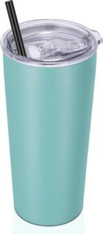 VEGOND 20oz Tumbler Bulk with Lid and Straw 1 Pack, Stainless Steel Vacuum Insulated Tumbler, Double Wall Coffee Cup Travel Mug, River Green - Image 2