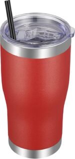 VEGOND 20oz Tumbler Stainless Steel Tumbler Cup with Lid And Straw Vacuum Insulated Double Wall Travel Coffee Mug(Brick red 1 Pack) - Image 2