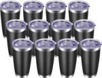 VEGOND 20oz Tumbler with Lid and Straw Stainless Steel Tumbler Cup Bulk Vacuum Insulated Double Wall Travel Coffee Mug Powder Coated Coffee Cup, Black 12 Pack - Image 2