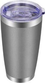 VEGOND 20oz Tumbler with Lid and Straw Stainless Steel Tumbler Cup Vacuum Insulated Double Wall Travel Coffee Mug Powder Coated Coffee Cup(Grey 1 Pack) - Image 2