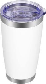 VEGOND 20oz Tumbler with Lid and Straw Stainless Steel Tumbler Cup Vacuum Insulated Double Wall Travel Coffee Mug Powder Coated Coffee Cup(White 1 Pack) - Image 2