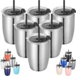 VEGOND Stainless Steel 12 oz Tumblers bulk Vacuum Insulated Double Wall Travel Tumbler with Lid and Straw Reusable Tumbler, Stainless 6 pack - Image 2