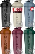 VELOMIX -6 PACK- 28 oz Protein Shaker Bottle for Protein Mixes - 6x Wire Whisk | Leak Proof Shaker Cups for Protein Shakes | Protein Shaker Bottle Pack | Protein Shake Cup (Earth Tones Collection) - Image 2