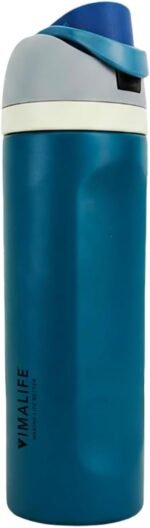 VIMALIFE 24oz/710 ml Insulated Stainless Steel Water Bottle with Straw, Leak-Proof BPA Free Sports Water Bottle, Keeps Cold 24H, Hot 8 to 12H, Ideal for Home, Gym, Travel, School & Office, Blue - Image 2