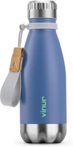 VINUR 9 oz Small Water Bottle for Kids-Stainless Steel Vacuum Insulated Water Bottle for School-Cola Shape Leak Proof Flask with Carry Rope, Royal Blue - Image 2