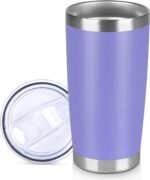 VQRRCKI 20 oz Tumbler Stainless Steel Tumblers Bulk with Lid Double Wall Insulated Coffee Tumbler Cups for Hot & Cold Drinks Powder Coated Travel Coffee Tumbler Mug Metal (Lavender, 1 pack) - Image 2