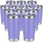 VQRRCKI 20 oz Tumbler Stainless Steel Tumblers Bulk with Lid Double Wall Insulated Coffee Tumbler Cups for Hot & Cold Drinks Powder Coated Travel Coffee Tumbler Mug Metal (Lavender, 12 pack) - Image 2