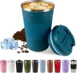 Vacuum-Insulated Stainless Steel Travel Coffee Mug, Leak-Proof Reusable Coffee Cup with Lid - Keep Hot & Cold Drinks for Hours, Durable Insulated Tumbler for Men & Women(3rd-Blue, 12OZ) - Image 2