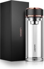 Vacuum Insulated Stainless Steel Travel Mug, Tea Tumbler with Tea infuser loose leaf Filter,Thermal Cup, Water Bottle with lid for coffee tea 18-Ounce Black… (Clear) - Image 2