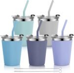 Vermida Stainless Steel Kids Cups with Lids and Straws Leakproof, 5 Pack 12oz Spill Proof Cups for Toddlers Kids Tumblers Unbreakable Sippy Cup with Straws for School, Outdoor - Image 2