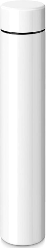 Vesici 1 Pack Slim Water Bottle 8.8 oz Small Stainless Steel Purse Compact Insulated Water Bottles Camping Travel Backpack Pocket Flask for Car Cold Coffee Tea (White) - Image 2