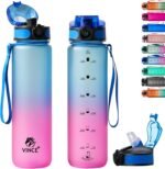 Vince+ Motivational Water Bottle with Time Marker – BPA/BPS-Free Tritan Bottle – Leak-Proof Design with Straw & Fast Flow Lids – Perfect for Gym, Outdoor Sports, and Fitness (Gradient blue/magenta) - Image 2
