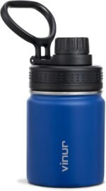 Vinur Kids Water Bottle 8 oz-Small Insulated Water Bottle for Lunchbox & Backpacks-Stainless Steel Vacuum Leak Proof Travel Flask for Girls, Boys, Navy - Image 2