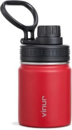 Vinur Mini Water Bottle-8 oz Stainless Steel Vacuum Insulated Small Water Bottle for Kids Lunchbox and Purse Reusable Leak Proof Travel Flask for Girls, Canyon Red - Image 2