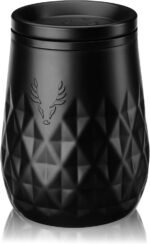 Viski Paragon Stainless Steel Wine Tumbler Cup with Lid, Insulated Wine Glass with Ceramic Coating for Pinot Noir, Chardonnay, Rosé, Wedding Gifts, Outdoor Party, 12 oz, Set of 1, Obsidian Black - Image 2
