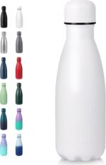 Volhoply 12oz Small Water Bottle Stainless Steel, BPA Free Insulated Water Bottles, Double Wall Cola Shape Flask, Keeps Cold 24 Hours and Hot 12 Hours for Kids Handbag (White,1) - Image 2