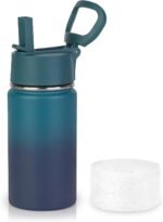 Volhoply 14oz KIds Stainless Steel Insulated Leakproof Bottles Water Bottle with Straw Lid and Silicone Boot,BPA-Free Easy Use for Boys&Girls,Double Wall Vacuum Bottles(Dark Night,1) - Image 2