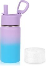 Volhoply 14oz KIds Stainless Steel Insulated Leakproof Water Bottle with Straw Lid and Silicone Boot,BPA-Free Easy Use for Boys&Girls,Double Wall Vacuum Bottles(Lavender Blue,1) - Image 2