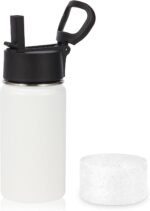 Volhoply 14oz KIds Stainless Steel Insulated Leakproof Water Bottle with Straw Lid and Silicone Boot,BPA-Free Easy Use for Boys&Girls,Double Wall Vacuum Bottles(White,1) - Image 2