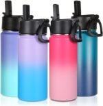 Volhoply 16 OZ Kids Water Bottle Bulk 4 Pack,Insulated Sports Bottles with Straw Lid,Stainless Steel Bottle with Handle Keep Cold,Double Wall Vacuum Tumbler Cups for School,Girls(Assorted, 4) - Image 2