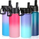 Volhoply 16oz Kids Multic Gradient Color Insulated Stainless Steel Water Bottle with Straw Lid,Double Wall Cups for School with Handle,Reusable BPA-free Children Travel Flask(Assorted,4 Pack) - Image 2