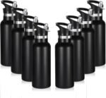 Volhoply 17oz Insulated Water Bottle Bulk 8 Pack,Stainless Steel Kids Water Bottles with Straw Lid,Double Wall Vacuum Metal Water Bottle,Reusable Sports School Flask Keep Cold (Black,8 Set) - Image 2