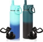Volhoply 20oz Insulated Stainless Steel Water Bottle With Straw Lid Bulk 2 Pack,Kids Double Wall Vacuum Cups With Handle,Reusable Outdoor Sports Metal Bottles,Travel Flask Keep Cold(Assorted,2) - Image 2