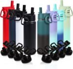 Volhoply 20oz Insulated Stainless Steel Water Bottle With Straw Lid Bulk 8 Pack,Kids Double Wall Vacuum Cups With Handle,Reusable Outdoor Sports Camping Metal Bottles,Travel Flask Keep Cold(Mix,8) - Image 2