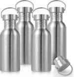 Volhoply 20oz Uninsulated Single Walled Water Bottle 4 Pack, Stainless Steel Reusable Water Bottles with Handle, BPA Free & Plastic Free 18/8 304 Metal Water Bottles for Camping, Hikers, Cyclists - Image 2