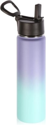 Volhoply 24 Ounce Insulated Water Bottle with Straw Lid,Stainless Steel Wide Mouth Sport Bottles with Handle,Double Wall Vacuum Cups Keep Cold,Reusable Travel Thermal Cups For Holder(Purple Blue,1) - Image 2