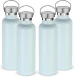 Volhoply 24oz Insulated Standard Mouth Water Bottle with Plastic & Stainless Steel Combination Lid Bulk 4 Pack, 304 18/8 Double Wall Vacuum Insulated Water Bottles, Reusable Metal Flask(Fog,4) - Image 2