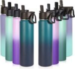 Volhoply 24oz Insulated Water Bottle With Straw Bulk 8 Pack,Metal Wide Mouth Water Bottles With Handle Keep Cold,Reusable Double Wall Cups,Powder Coated Sport Bottle For Holder(Assorted,8 count) - Image 2