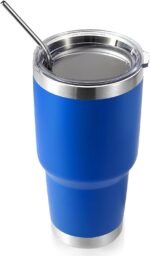 Volhoply 30oz Insulated Tumbler with Lid and Straw, Double Wall Inner & Outer 304 Stainless Steel Coffee Cup, Travel Mug Reusable Thermal Cup for Cold & Hot Drinks (Blue,1 Pack) - Image 2