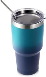 Volhoply 30oz Insulated Tumbler with Lid and Straw, Double Wall Inner & Outer 304 Stainless Steel Coffee Cup, Travel Mug Reusable Thermal Cup for Cold & Hot Drinks (Dark Night,1 Pack) - Image 2