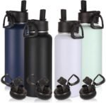 Volhoply 32 oz Insulated Water Bottles Bulk 4 Pack with Straw Lid & Spout Lid,Stainless Steel Sports Water Bottle,Double Wall Vacuum Cups,Leakproof Wide Mouth Metal Flask for Hiking,Camping(Mix,4) - Image 2