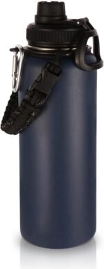 Volhoply 40 oz Insulated Water Bottles Paracord Handle, Stainless Steel Bottle with Spout Lid, Double Walled Vacuum Metal Travel Water Jug with Wide Mouth (Navy,1 Set) - Image 2