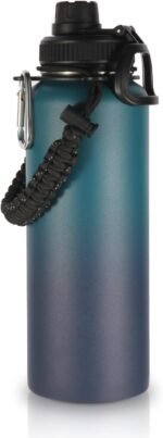 Volhoply 40 oz Insulated Water Bottles Paracord Handle, Stainless Steel Sports Bottle with Spout Lid, Double Walled Metal Travel Water Cups with Wide Mouth, Reusable Water jug (Dark Night,1 Set) - Image 2