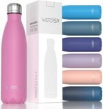 WATERSY Stainless Steel water bottles,17oz/500ml Insulated Water Bottles,Gloss Pink metal water bottle Keeps Drink Cold and Hot,BPA Free kids water bottles for School,Gym,Travel,Sports - Image 2
